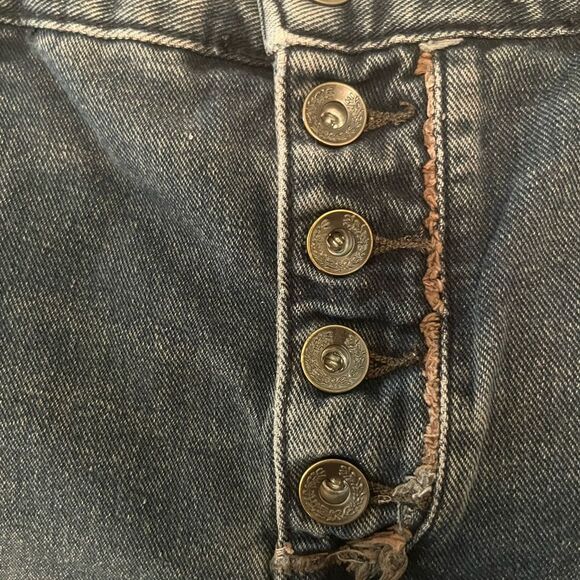 Free People Black Jean Shorts Distressed Cut-Off Style - Picture 6 of 8